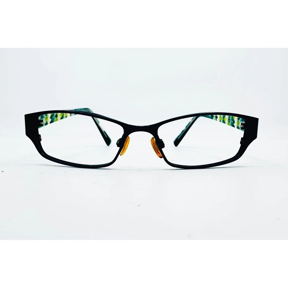 Kliik Eyeglasses Womens Black Teal Harlequin Pattern K-478 915 47-16-135
